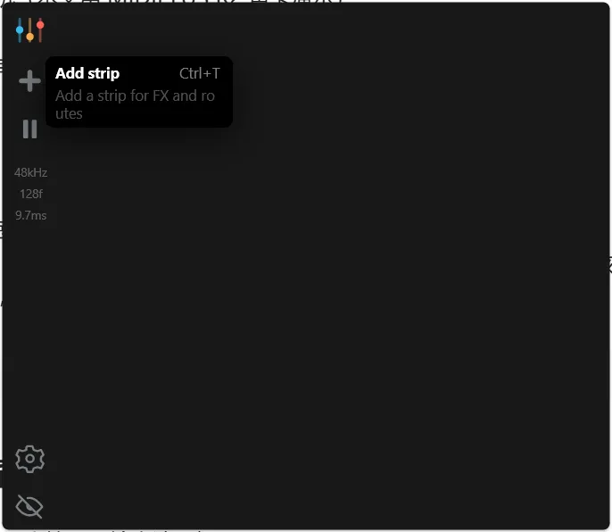 AudCore Add strip button for creating a new mixer channel