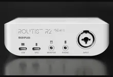 MIDIPLUS Routist R2 GEN II front view showing the XLR input, USB-C and OTG ports